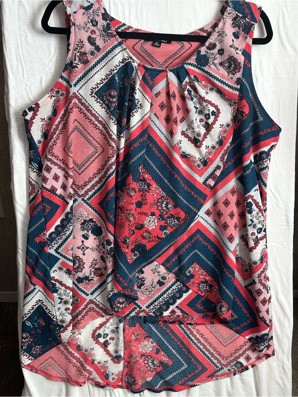 Roz & Ali  Size XL Geometric Paisley, floral patchwork sleeveless top